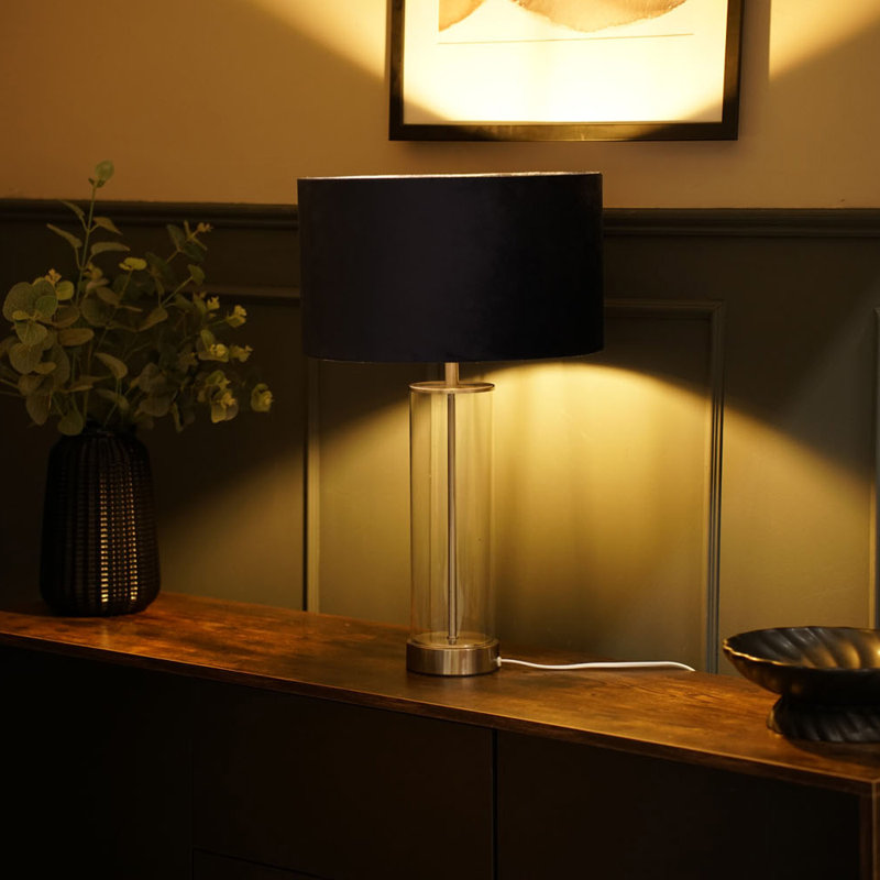 Simonetta Glass Table Lamp, Yes, Silver, Navy