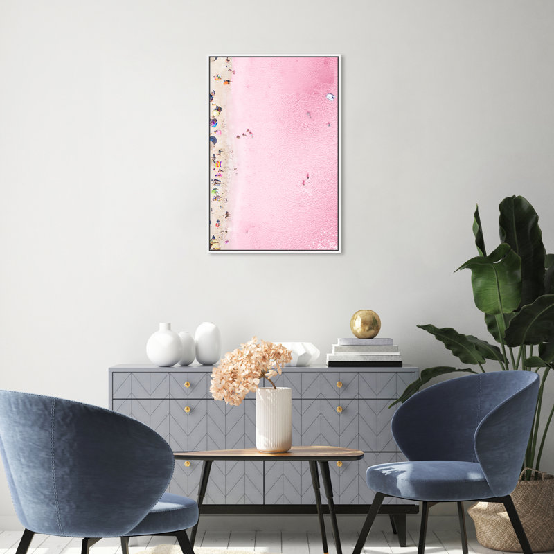 Nautique et plage rose côtière - impression, H 30 po x l 20 po, Toile blanche encadrée