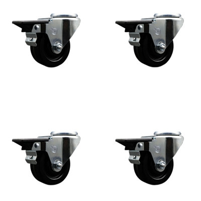 3 Inch Phenolic Wheel Swivel Bolt Hole Caster Set with Posi Lock Brakes SCC