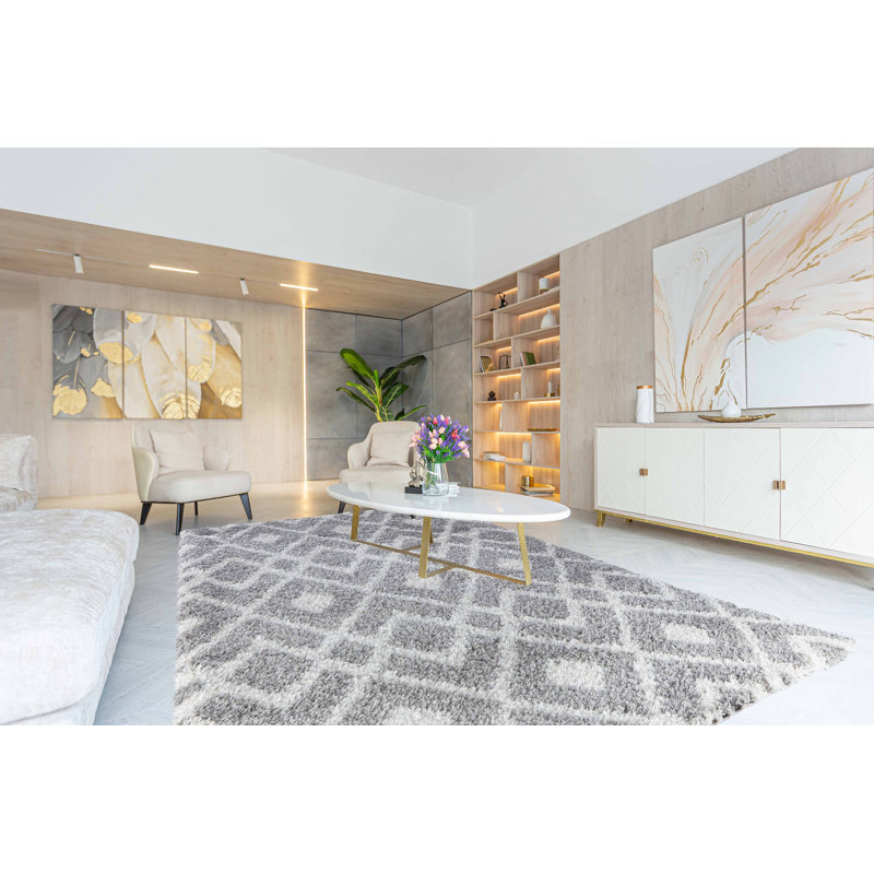 Teme Geometric Shag Area Rug, Rectangle 200 x 290cm
