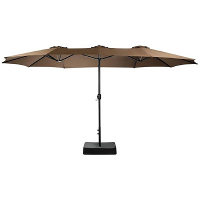 ZUPERIA Parasol de patio de luxe de 15 pi avec base - Parasol de marché rectangulaire double face haut de gamme