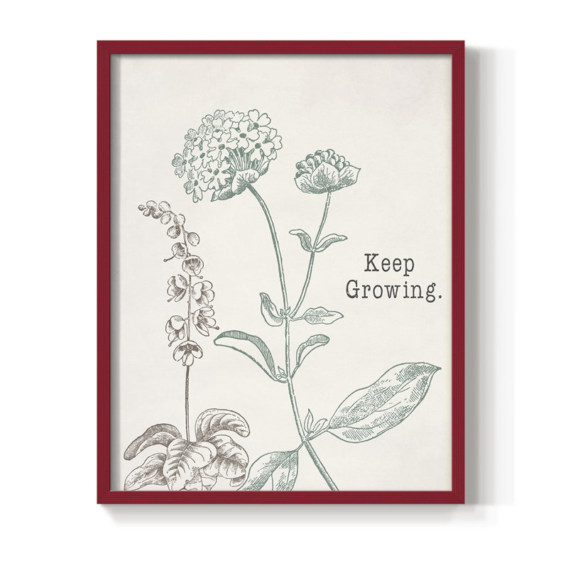 Keep Growing Framed Print - Solid Wood, Red, 30" H x 24" W