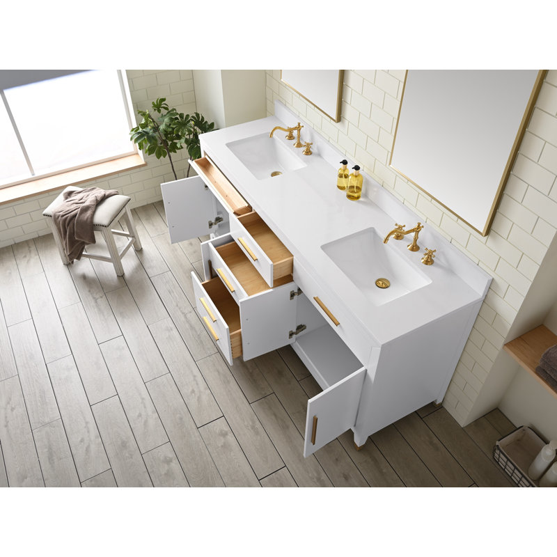 Meuble-lavabo double 72,5 po avec dosseret Maddison, Blanc