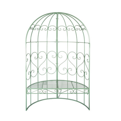 GREEN METAL GARDEN BENCH
