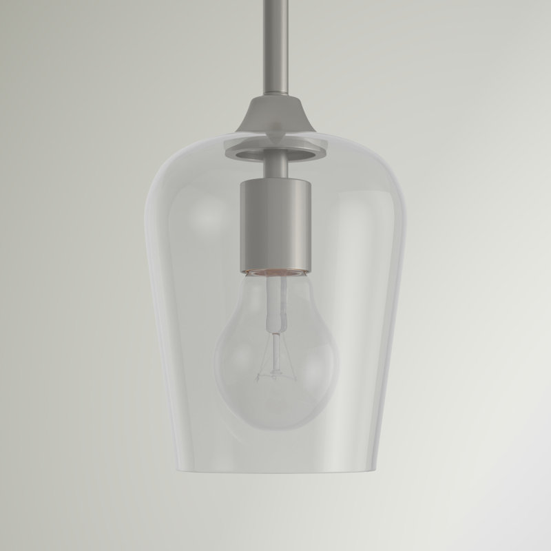 Luminaire suspendu en verre Dahlya, Nickel brossé, H 7,5 po x l 5,5 po x P 5,5 po