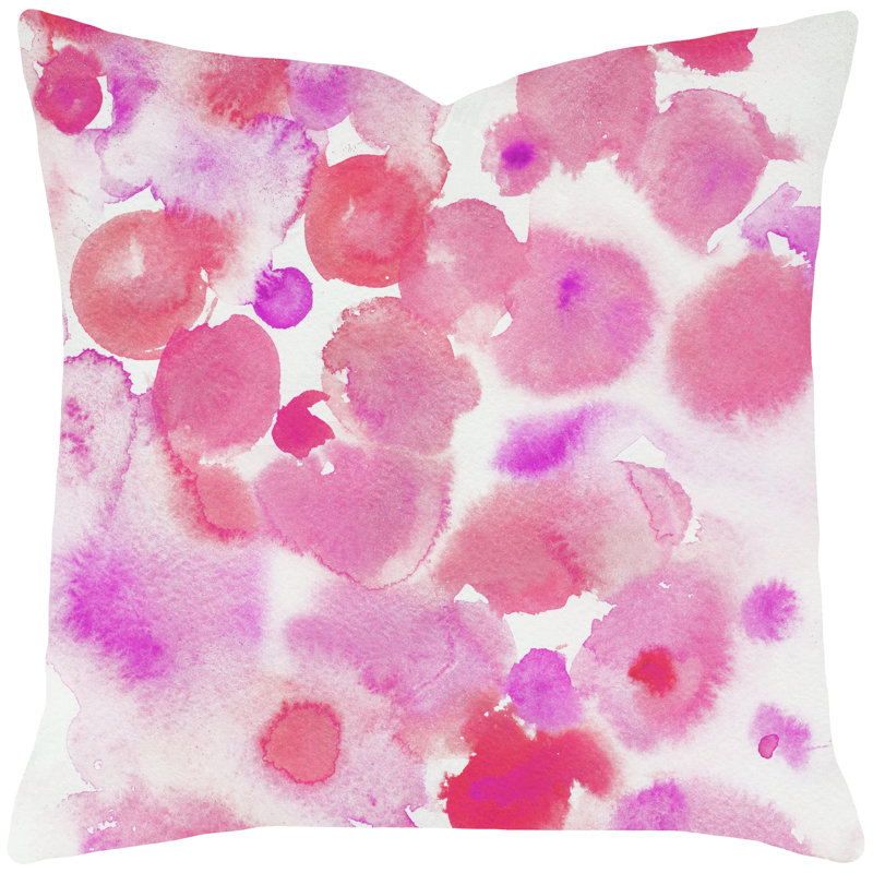 Housse de coussin en coton aquarelle/insert, 16 po x 1 po, Rose