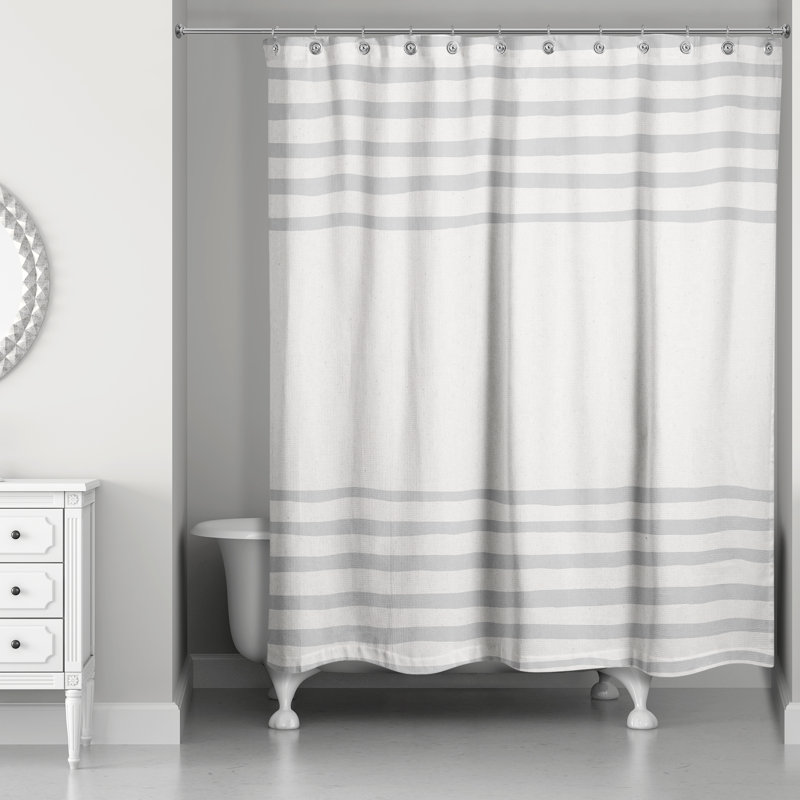 Rideau de douche simple à rayures Treutlen, Gris clair