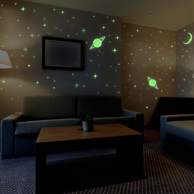 300 Stars and Moons Glow in Dark Wall Sticker