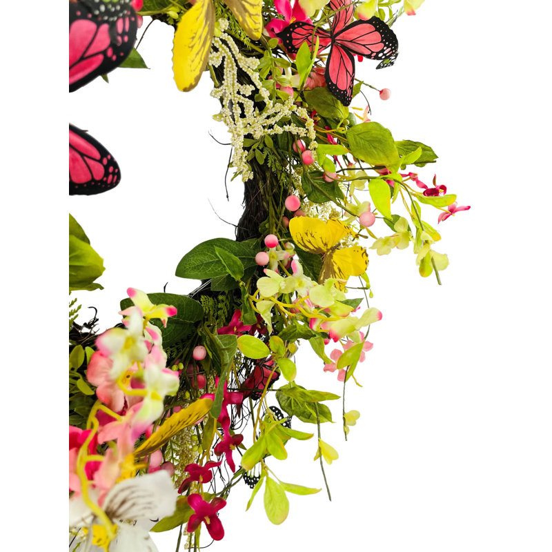 Couronne de brindille 24 po Butterfly Wildflower