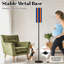 Lampe sur pied audacieuse à rayures verticales orange bleu à motif géométrique à intensité variable avec télécommande