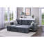 Canapé modulaire convertible en velours gris-1648613219