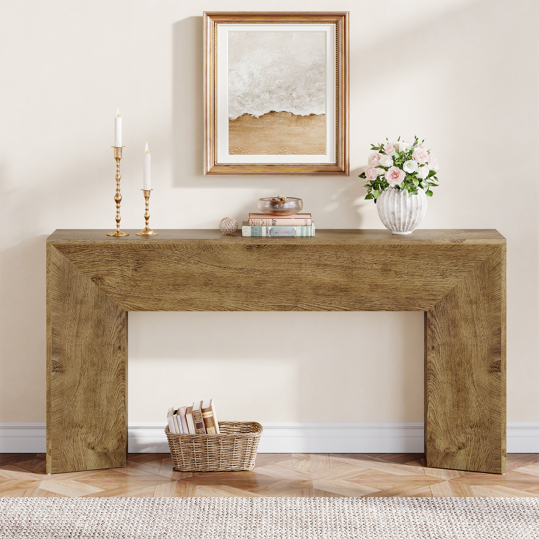 Modern Console Table behind Couch: Stylish Space-Saving Ideas