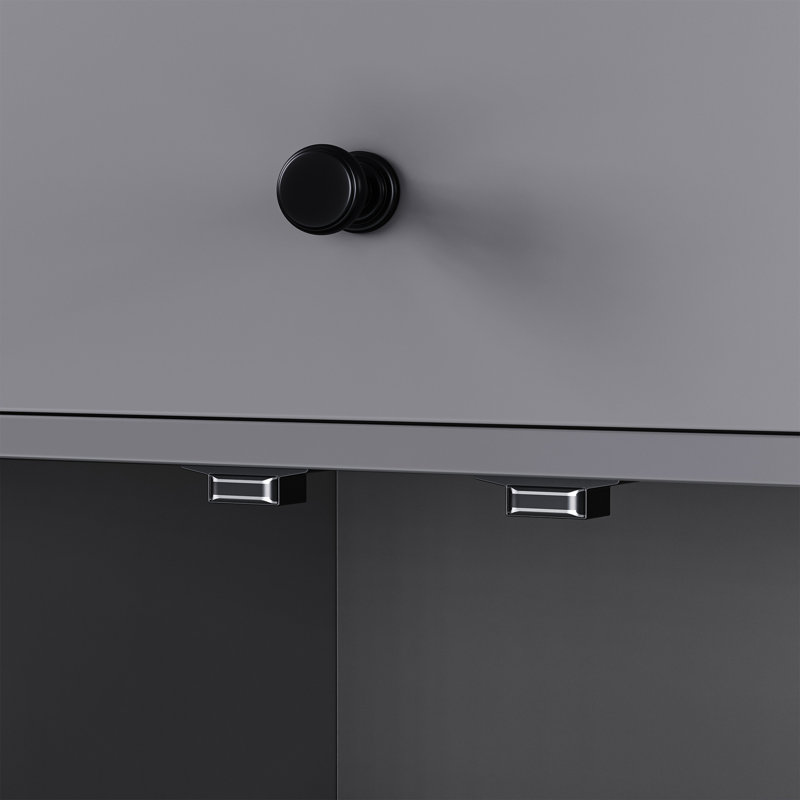 Îlot de cuisine 74,5 pouces avec table de salle à manger extensible, Gris