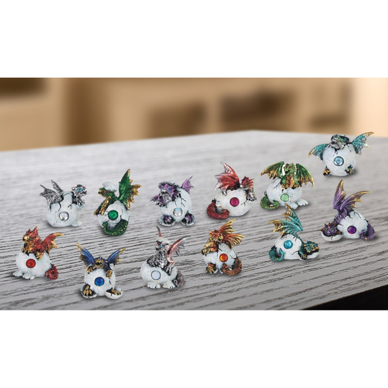 Deisy 12-PC Mini Dragon Birthstone Set 2"H Figurine Unique Gifts
