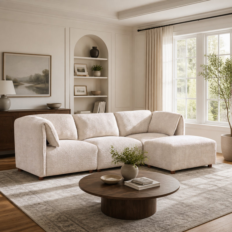 Canapé modulaire polyvalent avec repose-pieds modulaire pour des agencements de salon flexibles et des sièges confortables