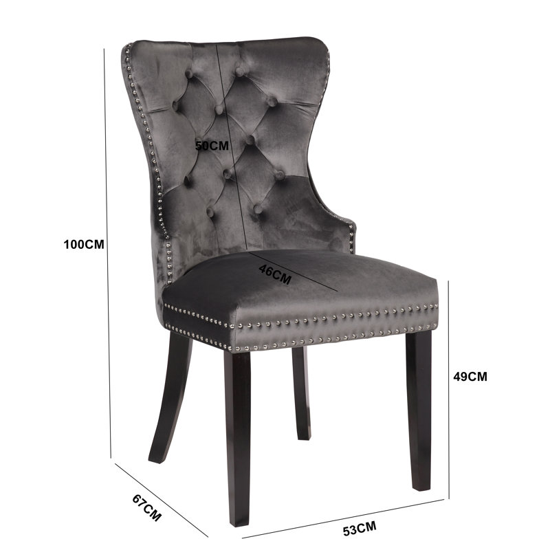 Chaise parsons rembourrée en velours Kamryn, Gris foncé