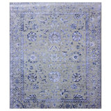 Hand-Knotted High-Quality Silver and Multi-Colored Area Rug