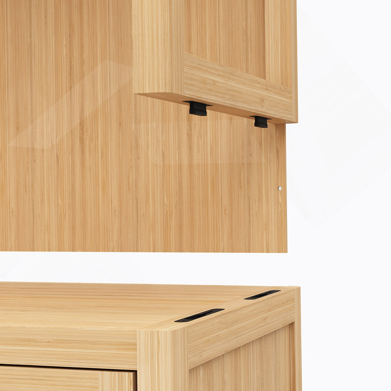 Boîte de rangement de toilette murale en bambou pour salle de bain