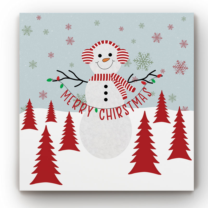 «Merry Christmas Snowman», reproduction sur toile tendue, H 10 po x l 10 po x P 1,5 po
