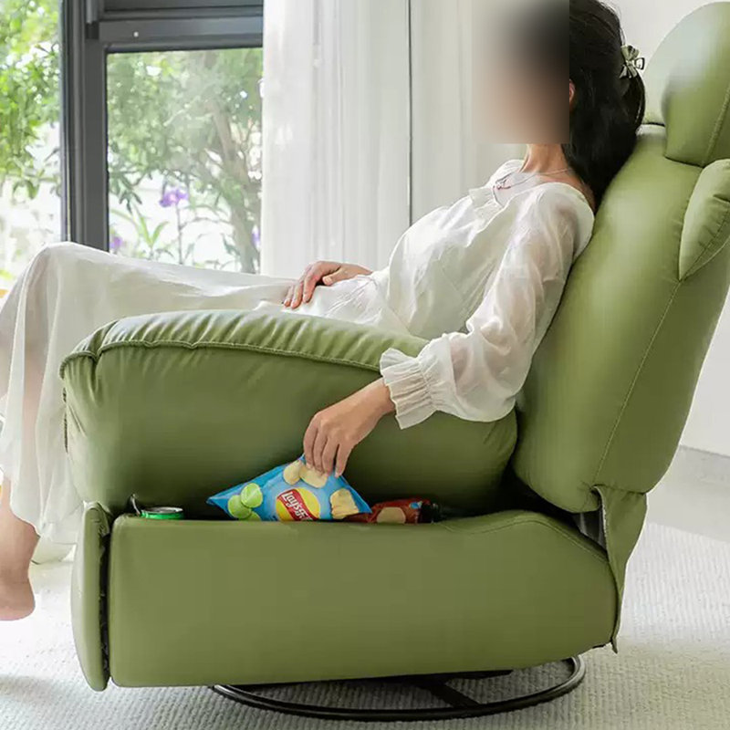 360°Rotation Retractable Headrest Storage Recliner, Green