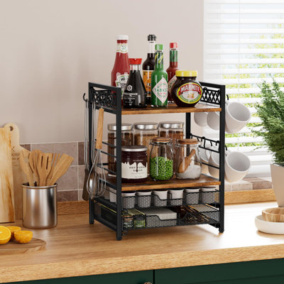 12-Hook Coffee Bar Organizer – 4-Tier Countertop Mug Shelf