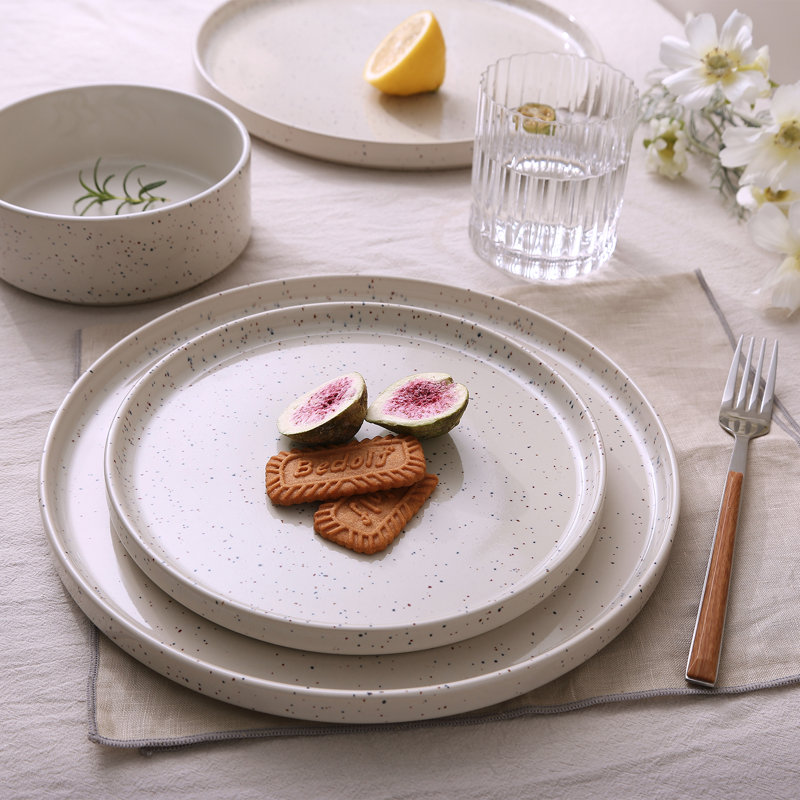 Delaenie Piece Stoneware Dinnerware Set - Service for 6, Cream