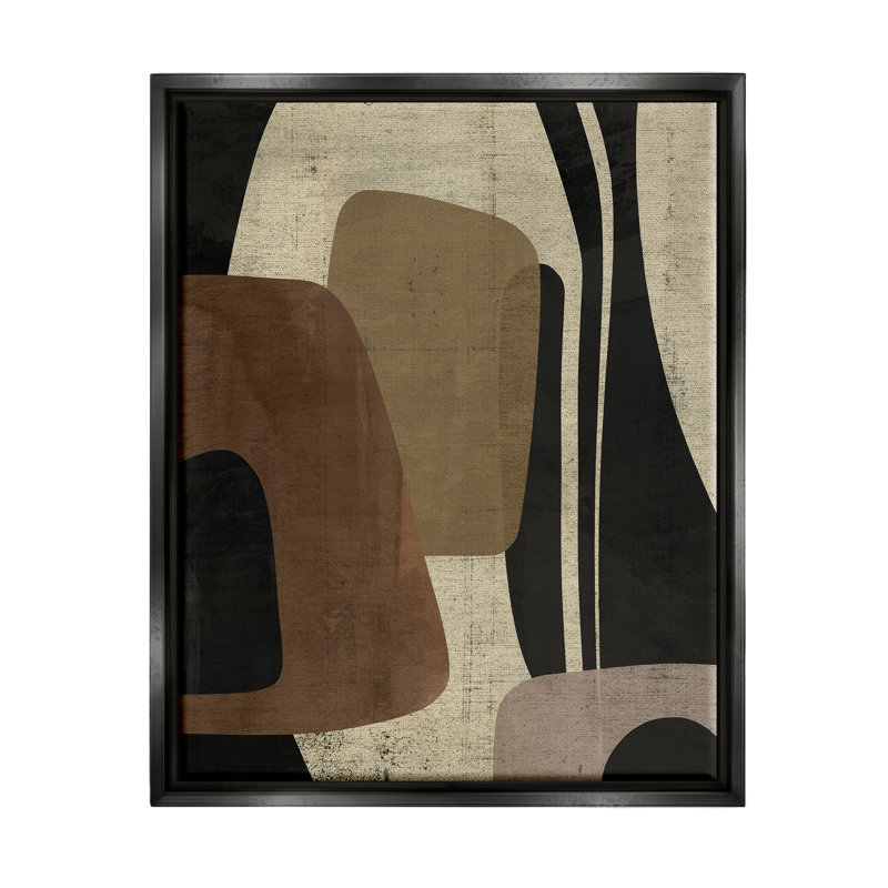 «Ba-260-Floater Brown Retro Abstraction», reproduction encadrée sur toile par Victoria Barnes, H 21 po x l 17 po x P 1,7 po