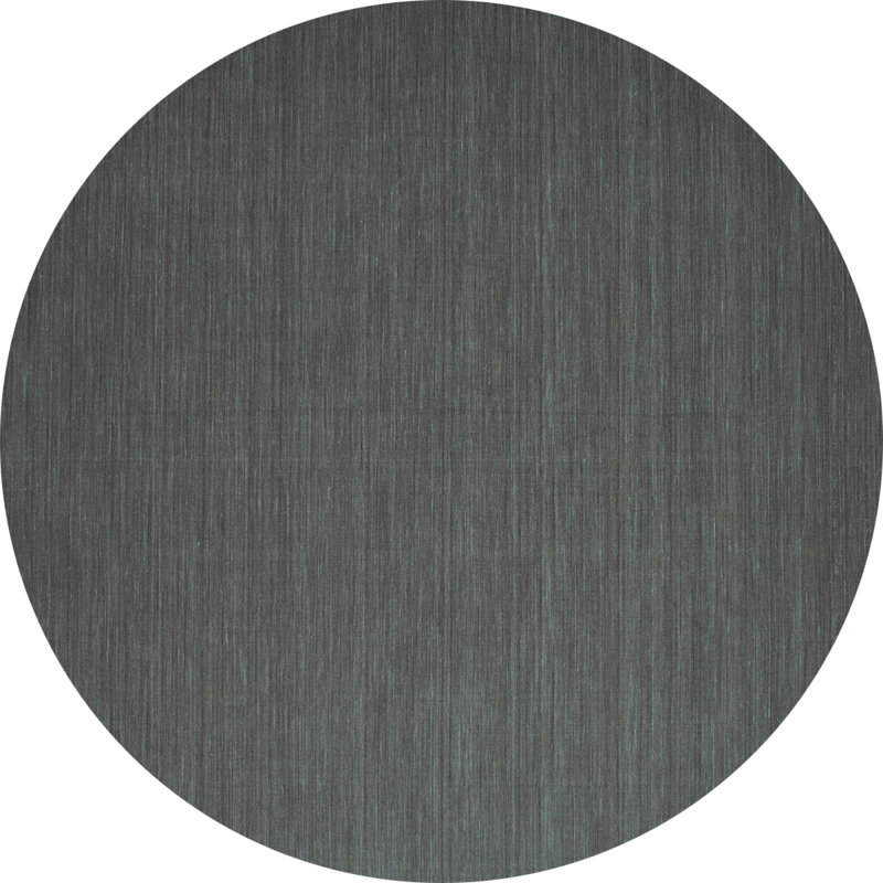 Tapis gris en polyester tissé à la machine Hissom, Rond 7 pi