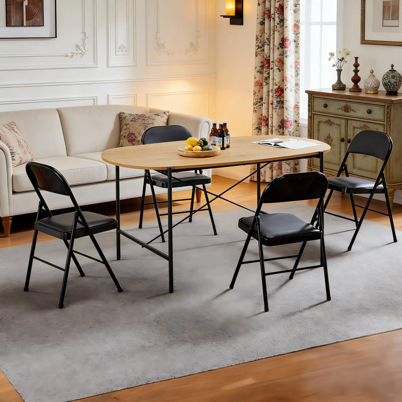 Ensemble de 4 chaises de salle à manger pliables robustes, structure en acier et sièges élégants pour l'intérieur et l'extérieur pour le patio et la maison