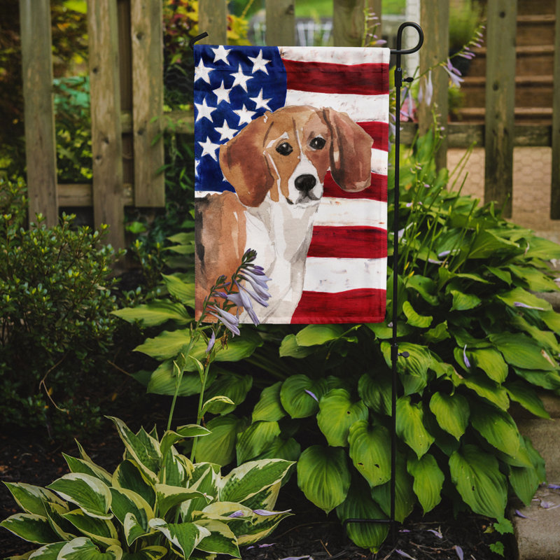 2 côtés en polyester de 2 côtés american drapeau de jardin, Beagle brun