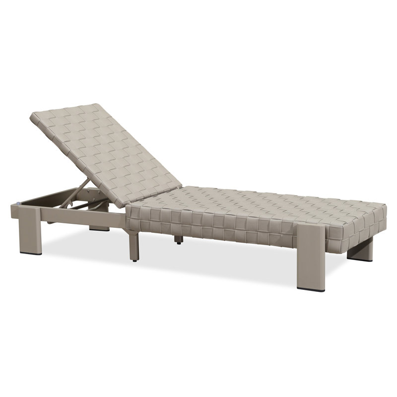  Chaise longue en rotin pour patio, ensemble de 1 chaise inclinable réglable en osier, Taupe