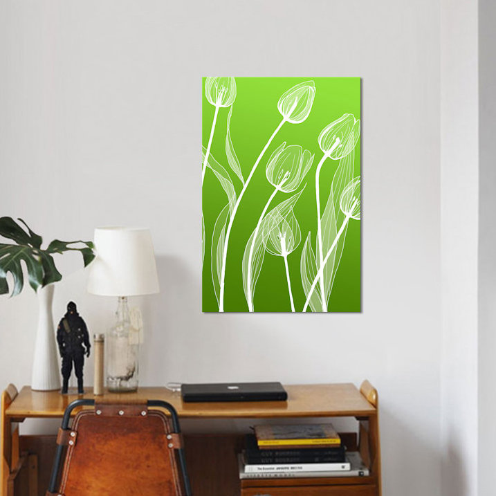 « floral iv », impression sur toile, H 40 po x l 26 po x P 1,5 po, Toile tendue, Pas de tapis