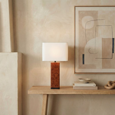 Elsee Burl Wood Table Lamp