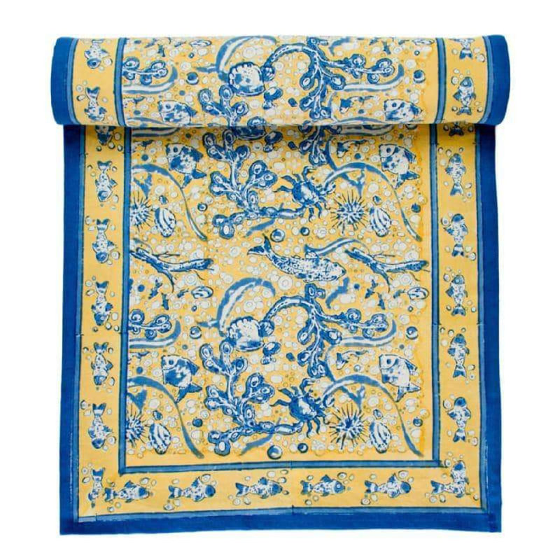 Pickering Runner, 72" L x 16" W, Blue/Yellow