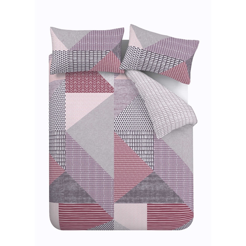 Larsson Geo Duvet Cover Set, Double Duvet Cover + 2 Standard Pillowcases, Pink