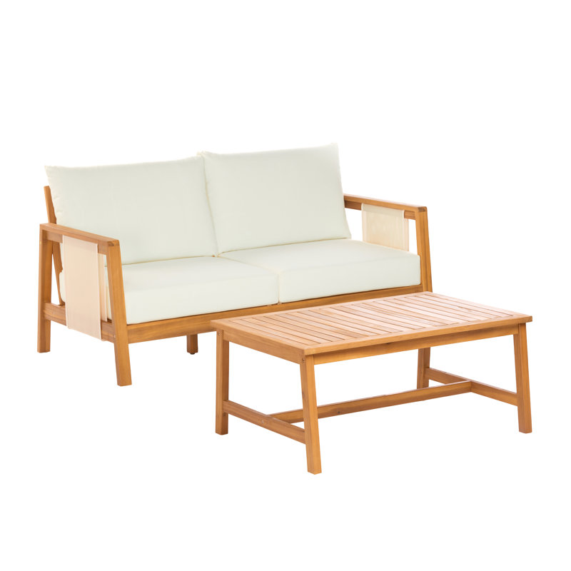 Ensemble de canapé d'extérieur 2 pièces Calera, Beige Cushion/Teak Frame