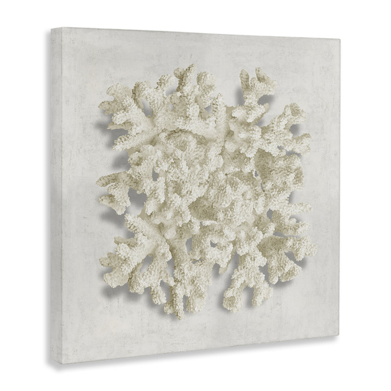 Toile corail neutre aquatique, design par Caroline Kelly, H 17 po x l 17 po