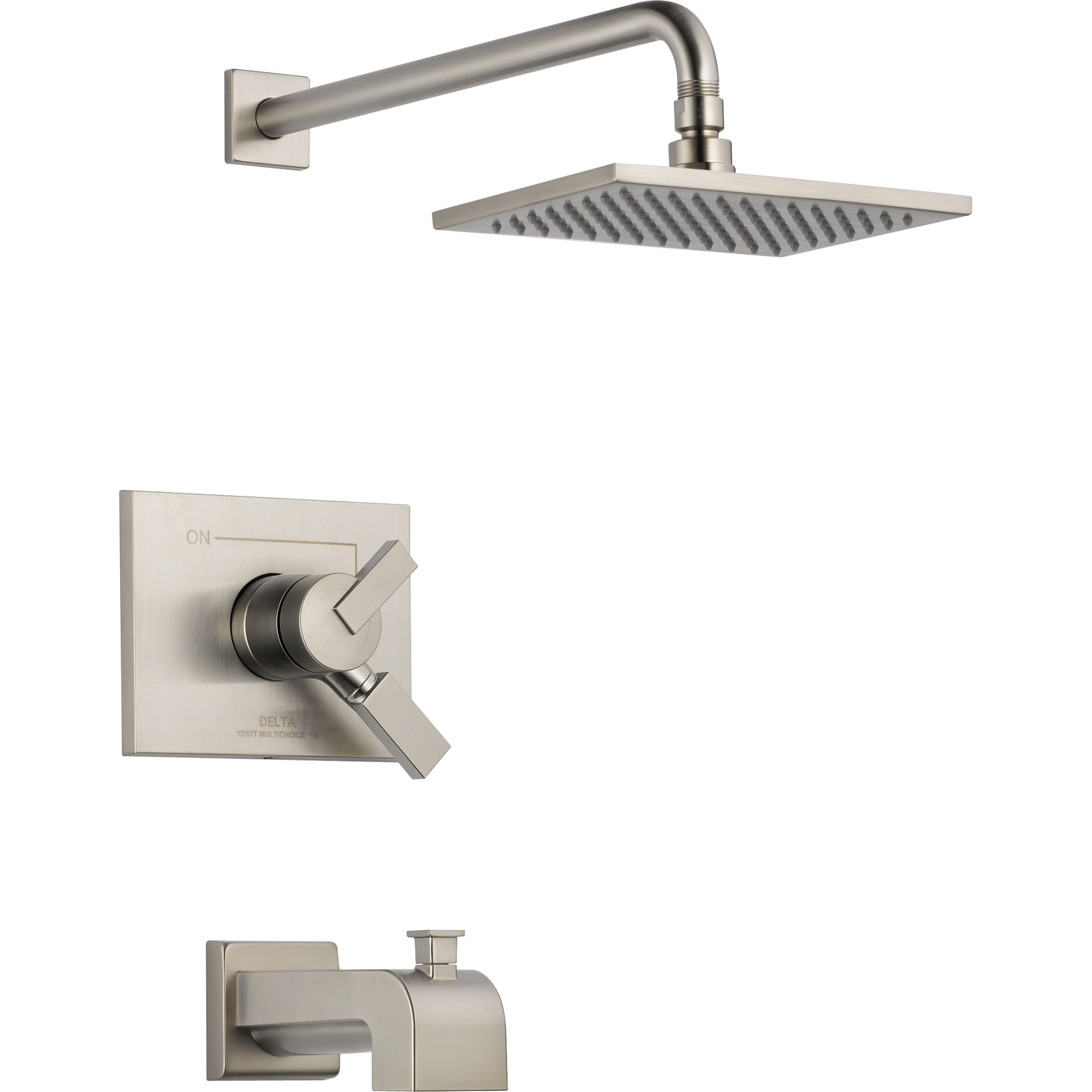 Vero Pressure-Balanced Tub and Shower Faucet with H2Okinetic Technology, Brilliance Stainless