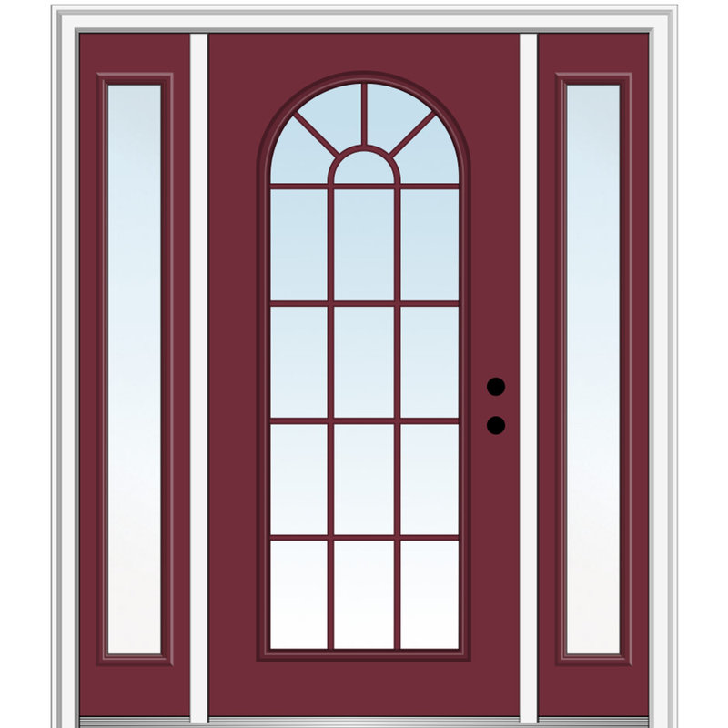 Porte d'entrée pré-suspendue en fibre de verre préfinie lisse, Ouverture vers la gauche, H 80 po x l 60 po x P 1,75 po