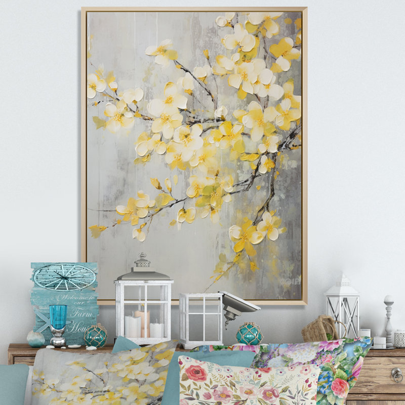 Apple Blossom Harmony XV " Apple Blossom Harmony XV ", 32" H x 16" W  x 1" D, Natural Floater Frame