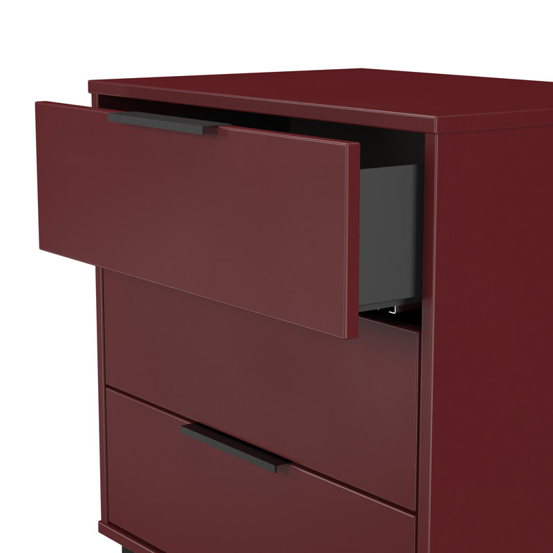Bisceglia 58 cm W Chest of 3 Drawers, Red