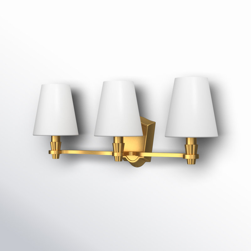 3 Light Alabaster Dimmable Vanity Light, Burnished Brass