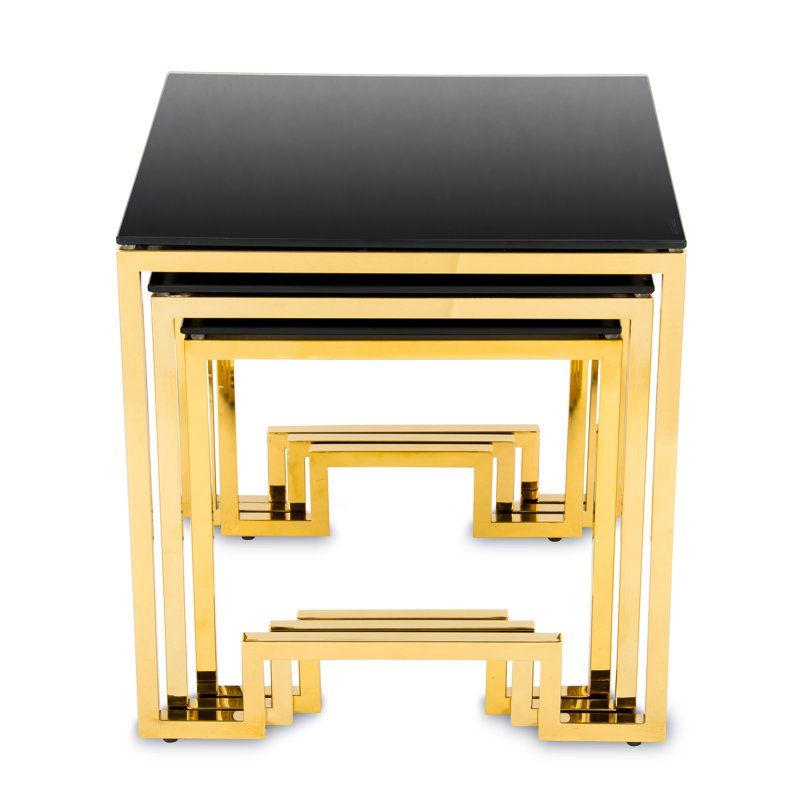 Alvin Glass Top Frame Nest Of Tables