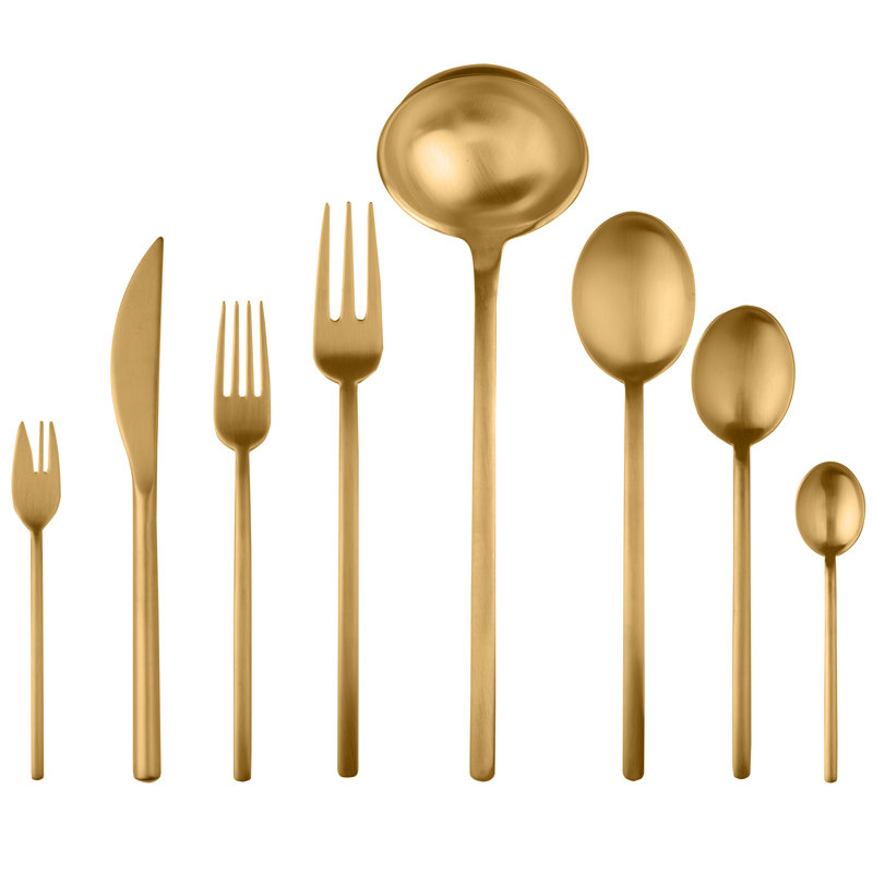 Due 63 - Piece Stainless Steel Flatware Set - Service for 12, Ice Gold