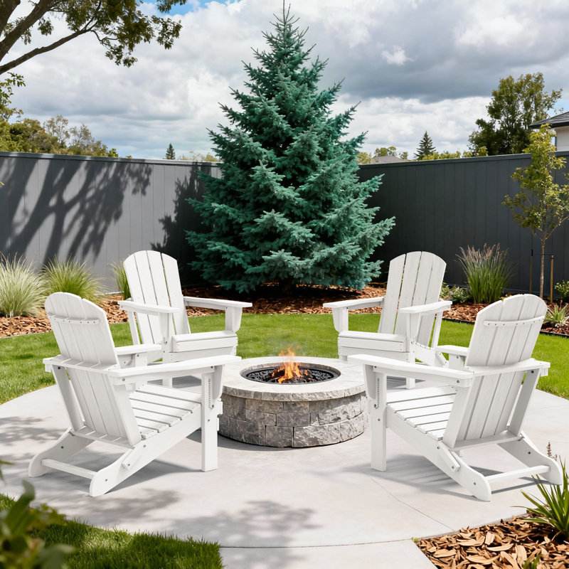 Chaise Adirondack pliable en PEHD Clitheroe, Blanc