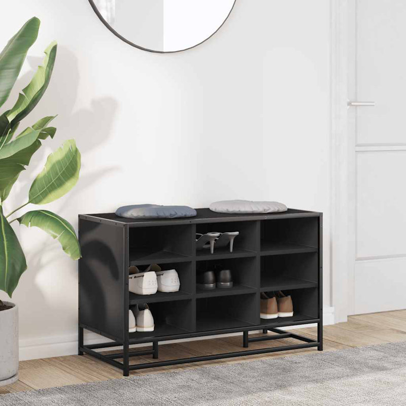 9 Pair Shoe Storage Bench, Black