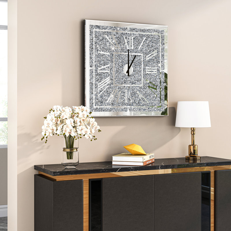 Crushed Diamond Mirror Wall Clock