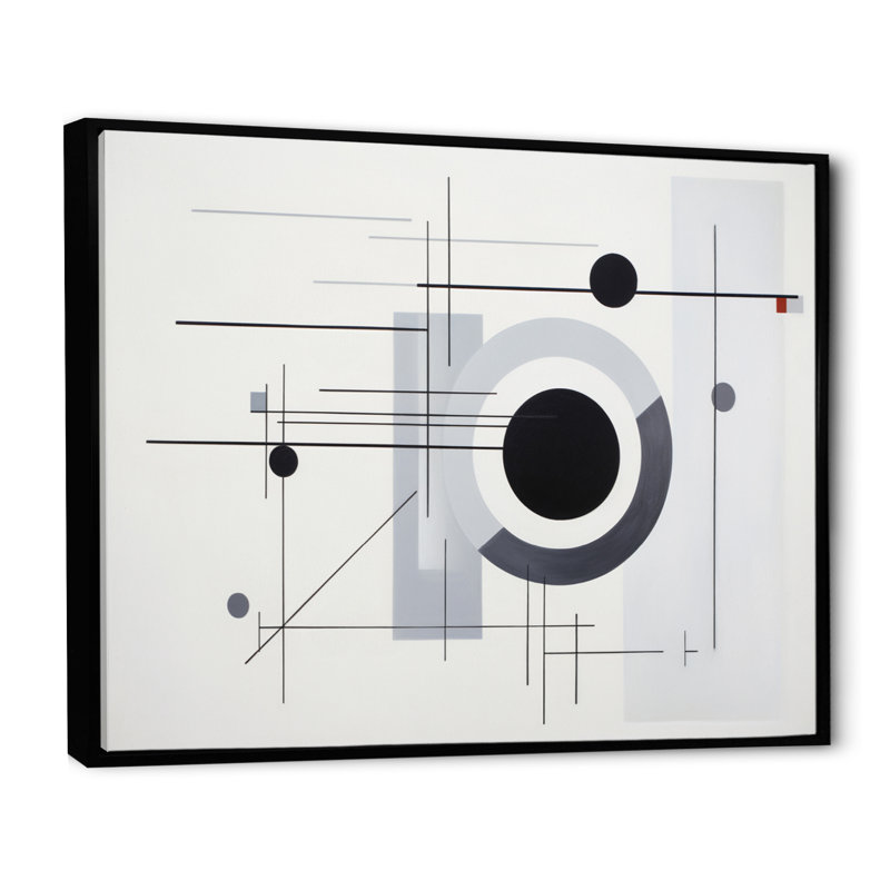 Symphonie géométrique du suprématisme gris I, Cadre flottant noir, H 24 po x l 32 po x P 1 po