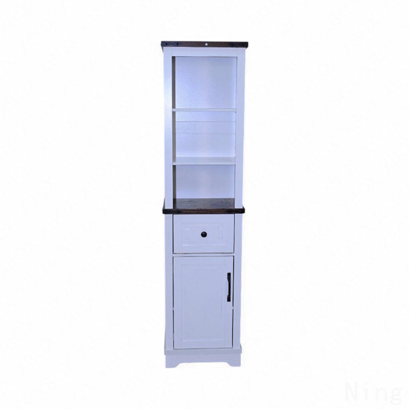 Farmhouse Tall Linen Tower Storage Cabinet, Bathroom Storage With Drawer And Adjustable Shelves, White