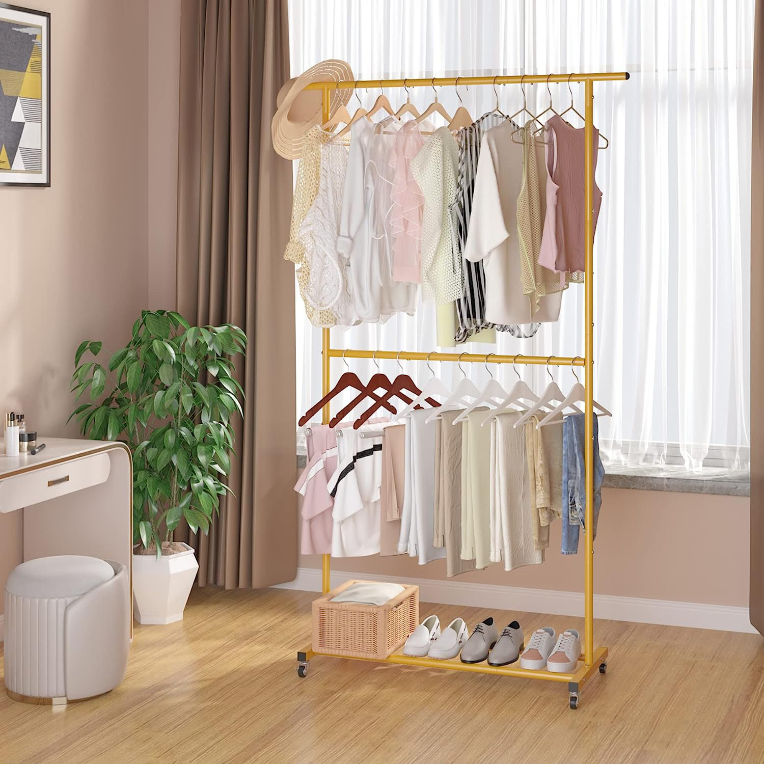 Dominus 39.37'' Rolling Clothes Rack